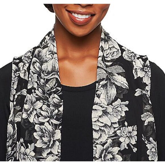 Susan Graver Womens Size 3X Chiffon Vest & Liquid Knit Top Green White NWT - Picture 3 of 5